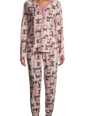 Grumpy Cat velour all over print two piece pajama set women's size S (4/6)